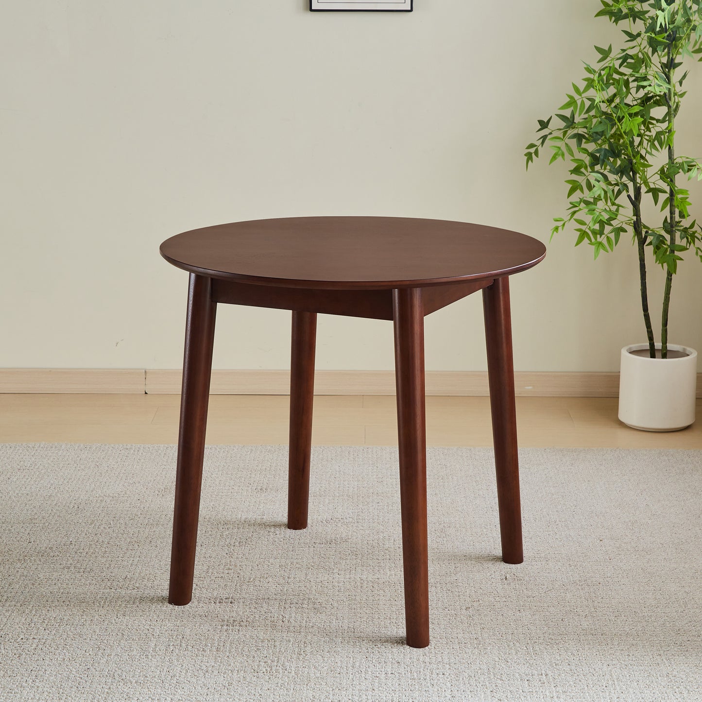 walnut Round Table, all solid wood, can sit 2-4 people diameter 31.5 inches