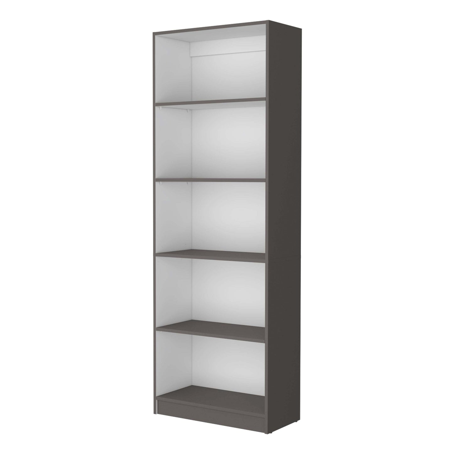 Matt Gray and White 5-Shelf Bookcase