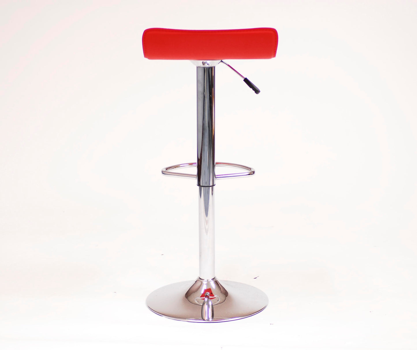 Contemporary Chrome Air Lift Adjustable Swivel Stools with Red Seat, Set of 2