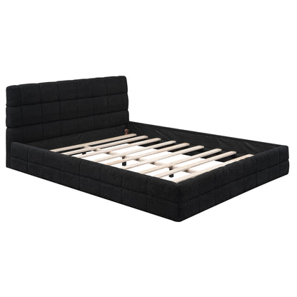 Queen Size Upholstered Platform Bed, Black