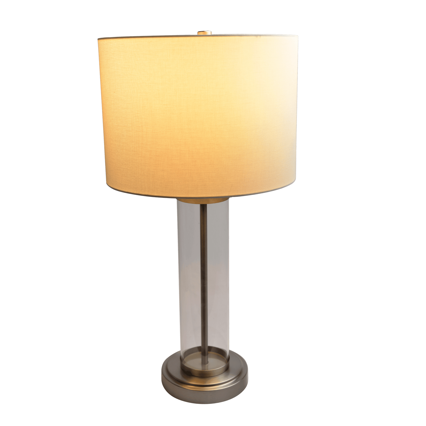 Luna Brushed Nickel Table Lamp with On/Off Switch Clear Glass Body  Metal Base