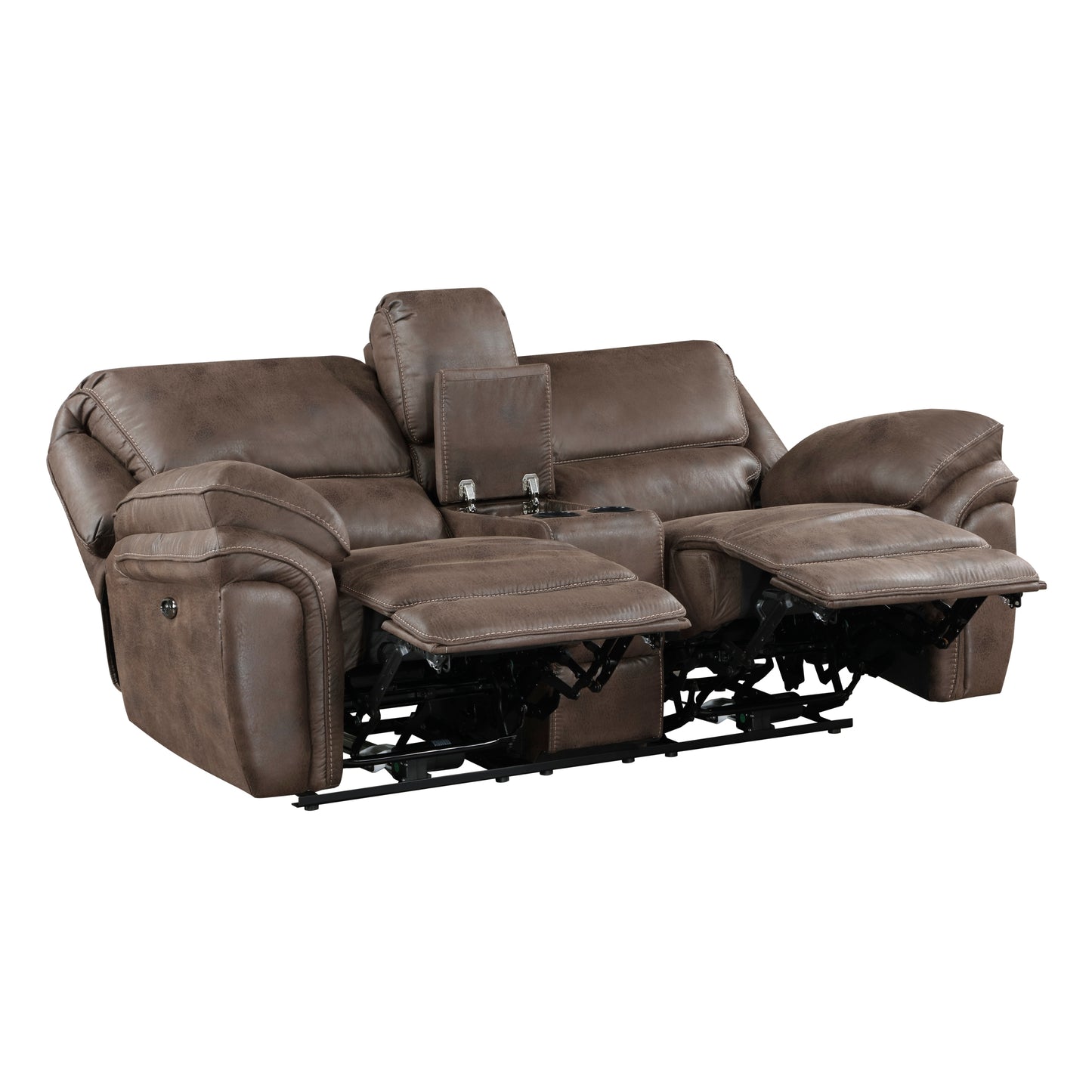 Plush Modern Living Room Sofa Set 3pc Power Reclining Sofa Loveseat Chair Brown Microfiber Upholstery USB port Solid Wood Frame Furniture