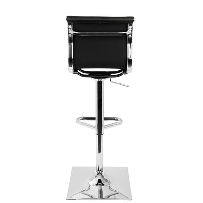 Masters Contemporary Adjustable Barstool with Swivel in Black Faux Leather by LumiSource