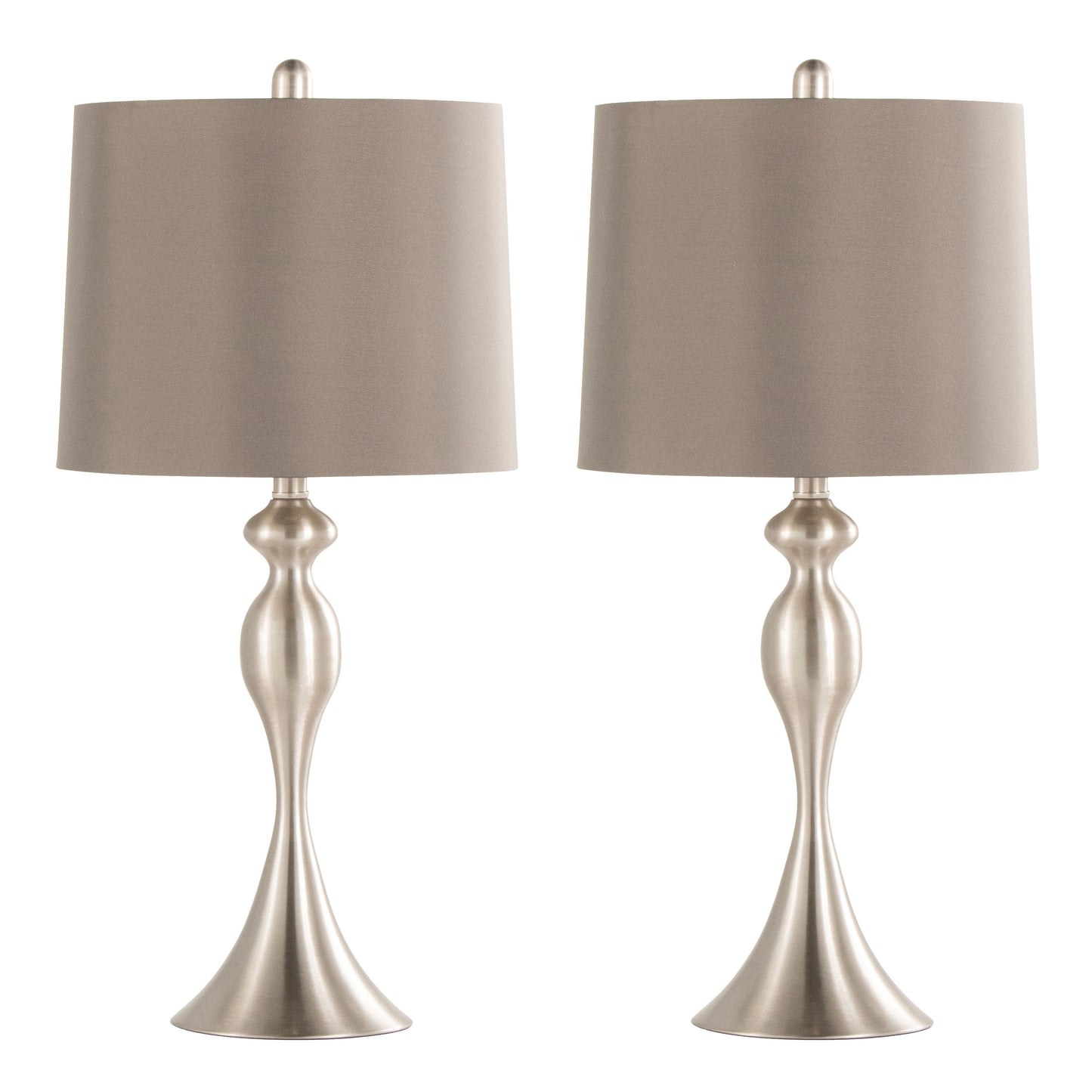 Ashland 27" Contemporary Metal Table Lamp in Brushed Nickel with Taupe Satin Shade from Grandview Gallery by LumiSource - Set of 2