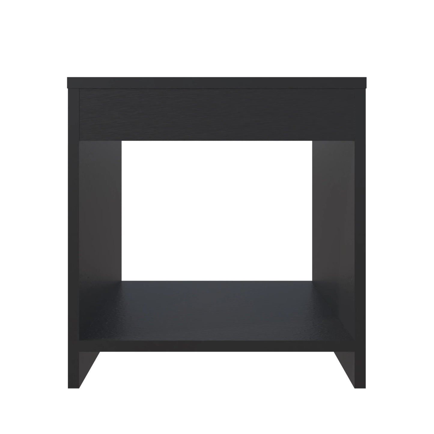 Black Nightstand with Open Storage