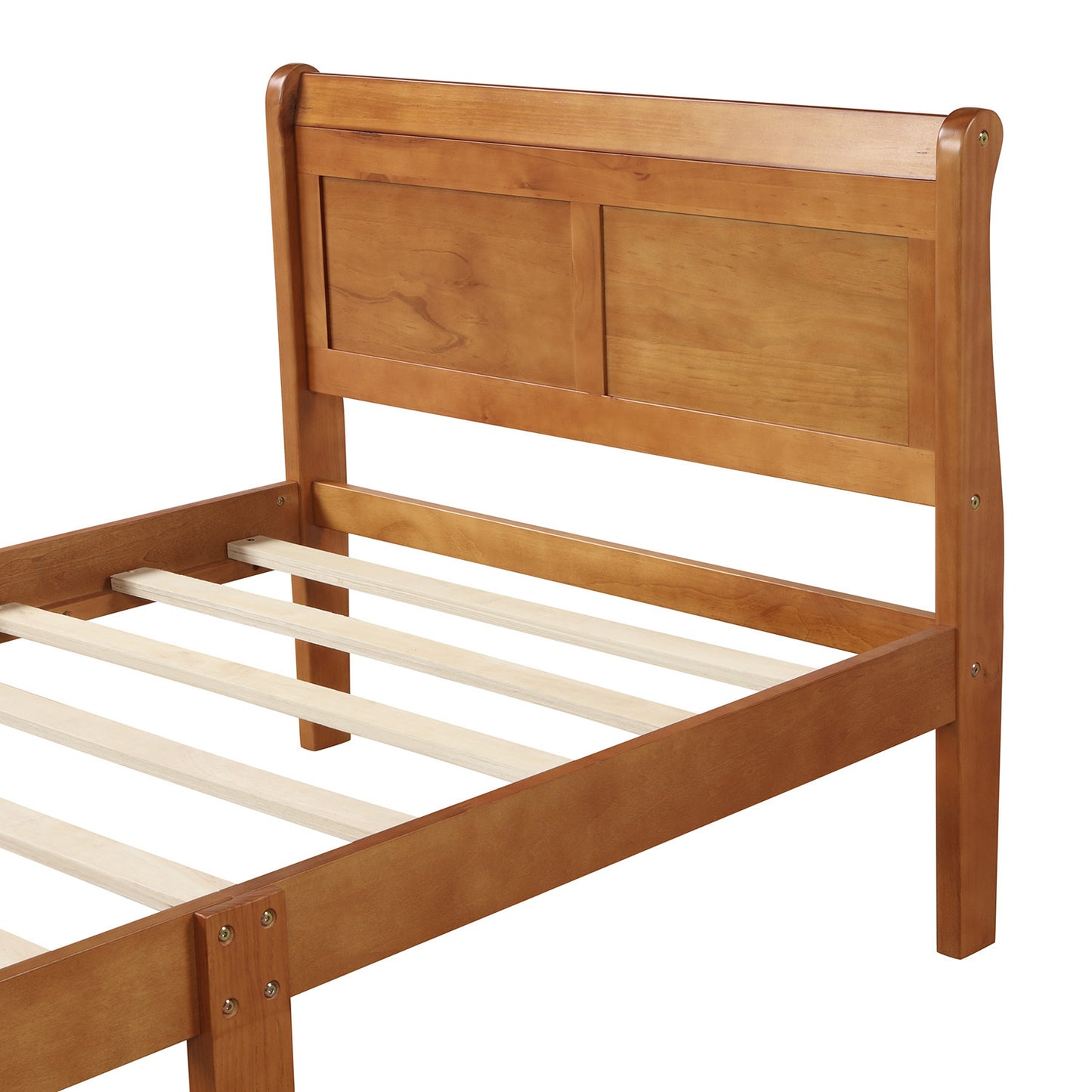 Wood Platform Bed Twin Bed Frame Mattress Foundation Sleigh Bed with Headboard/Footboard/Wood Slat Support