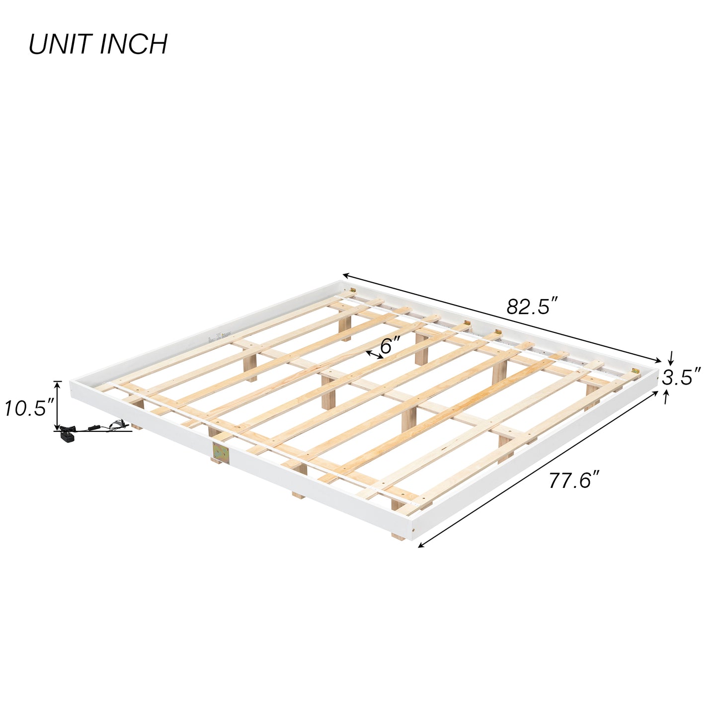 King Size Floating Bed with LED Lights Underneath,Modern King Size Low Profile Platform Bed with LED Lights,White