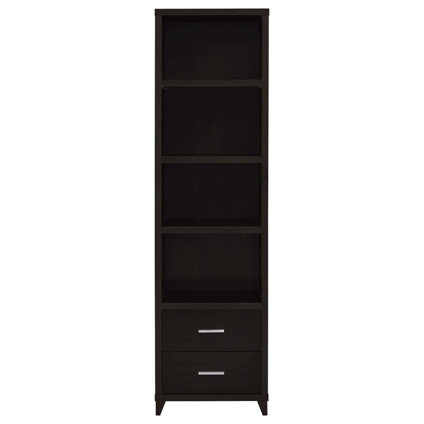 Cappuccino Media Tower with Shelf and Drawer