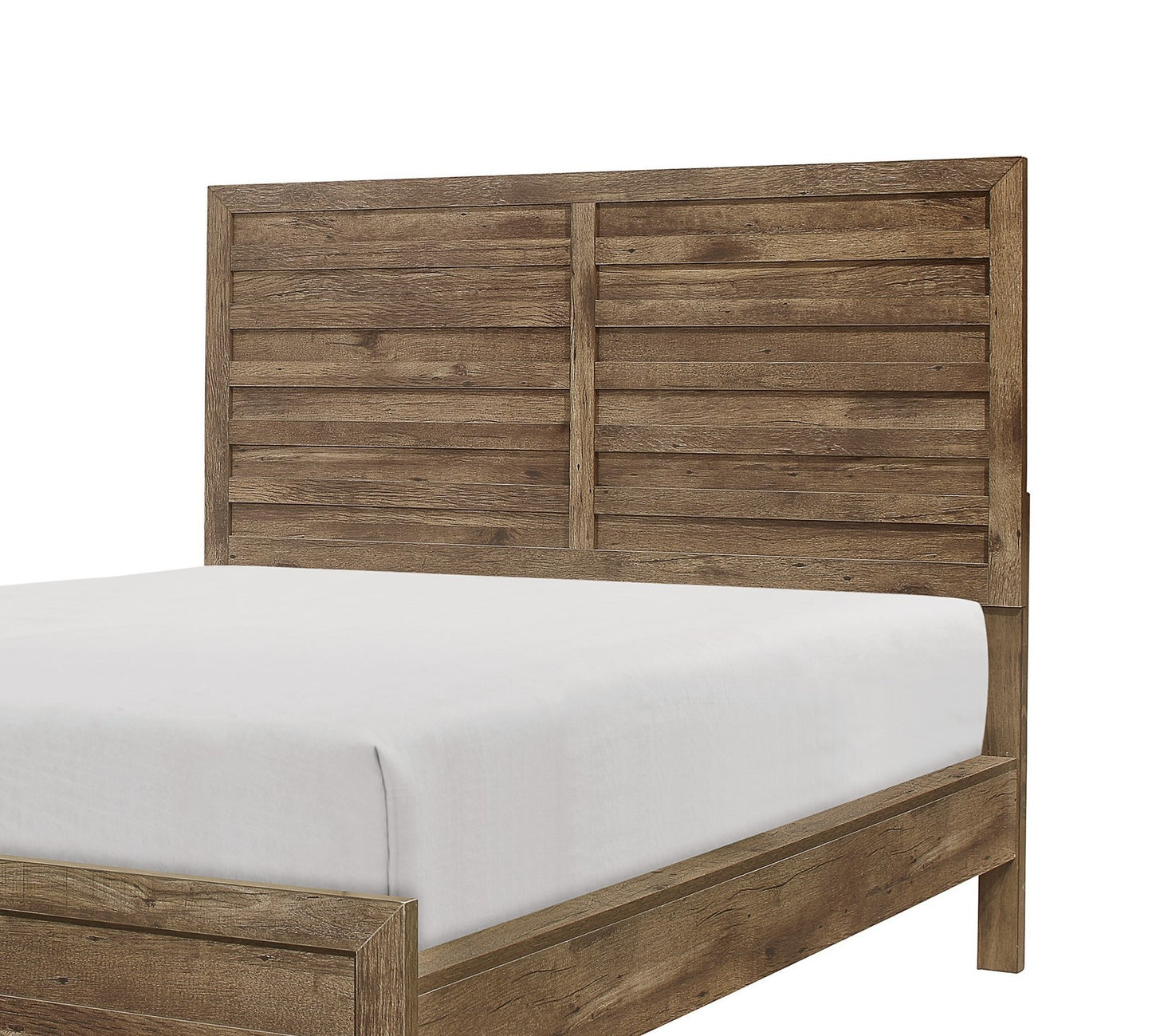 Weathered Pine Finish 1pc Queen Bed Modern Line Pattern Rusticated Style Bedroom Furniture