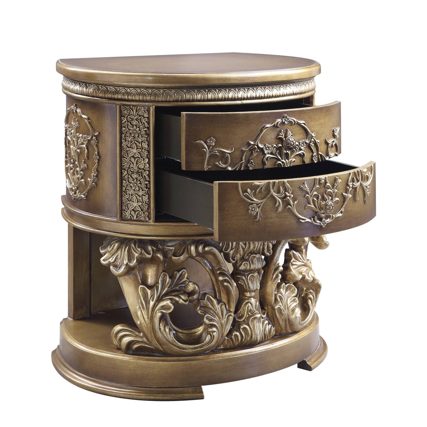 Brown and Gold 2-Drawer Nightstand