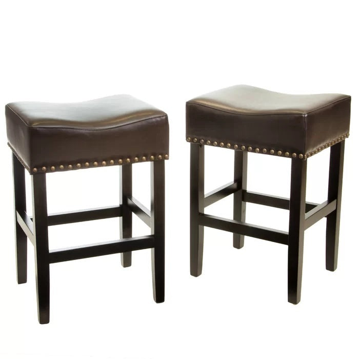 26" Backless Counter Stools, 2-Pcs Set, Brown