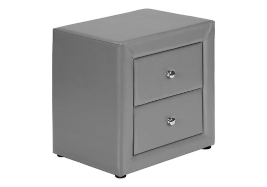 Nightstand, Nightstand, End, Side, Lamp, Storage Drawer, Bedroom, Upholstered, Grey Leather Look, Transitional