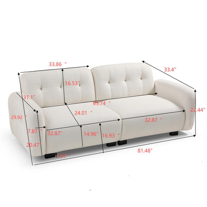 81.48 Modern Sofa Couch,3-Seater Teddy Sofa Sectional with wooden Legs for 3-4 Persons, Upholstered Deep Seat Love Seat Sofa Chaise for Living Room,Bedroom, Apartment and Office,Beige