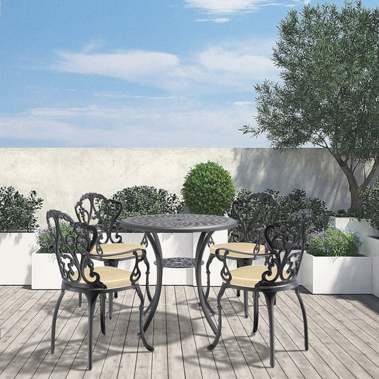 (Cushions In  Random Colors)5-Piece Set Of Cast Aluminum Patio Furniture With  Cushions