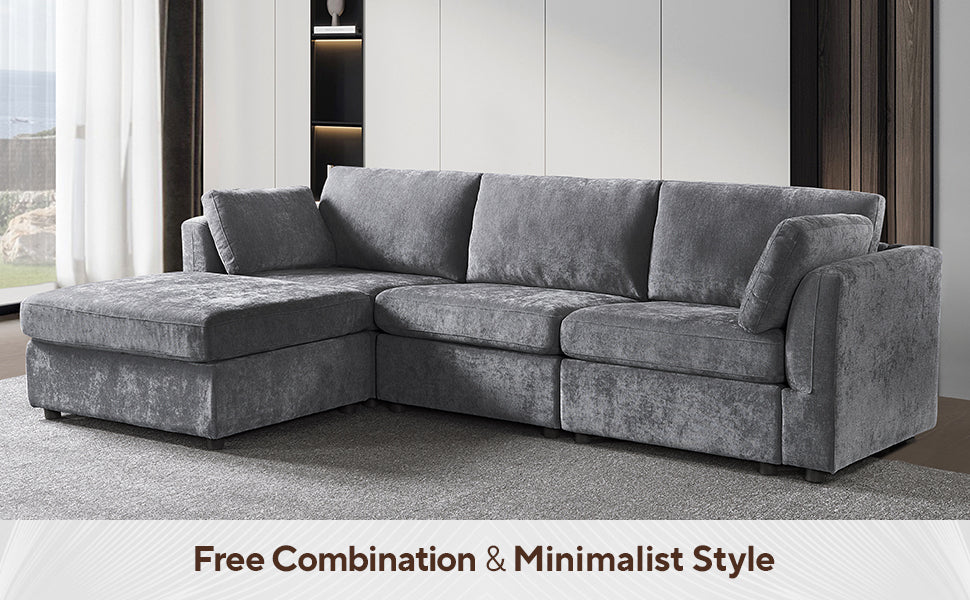 modular GREY  sofa  fabric,  simple and grand, the seat and back is very soft. this is also a KNOCK DOWN sofa