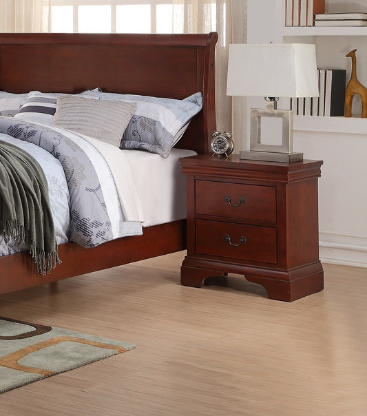 Contemporary Bedroom Furniture Nightstand Cherry Finish 2 x Drawers Bed Side Table Pine wood