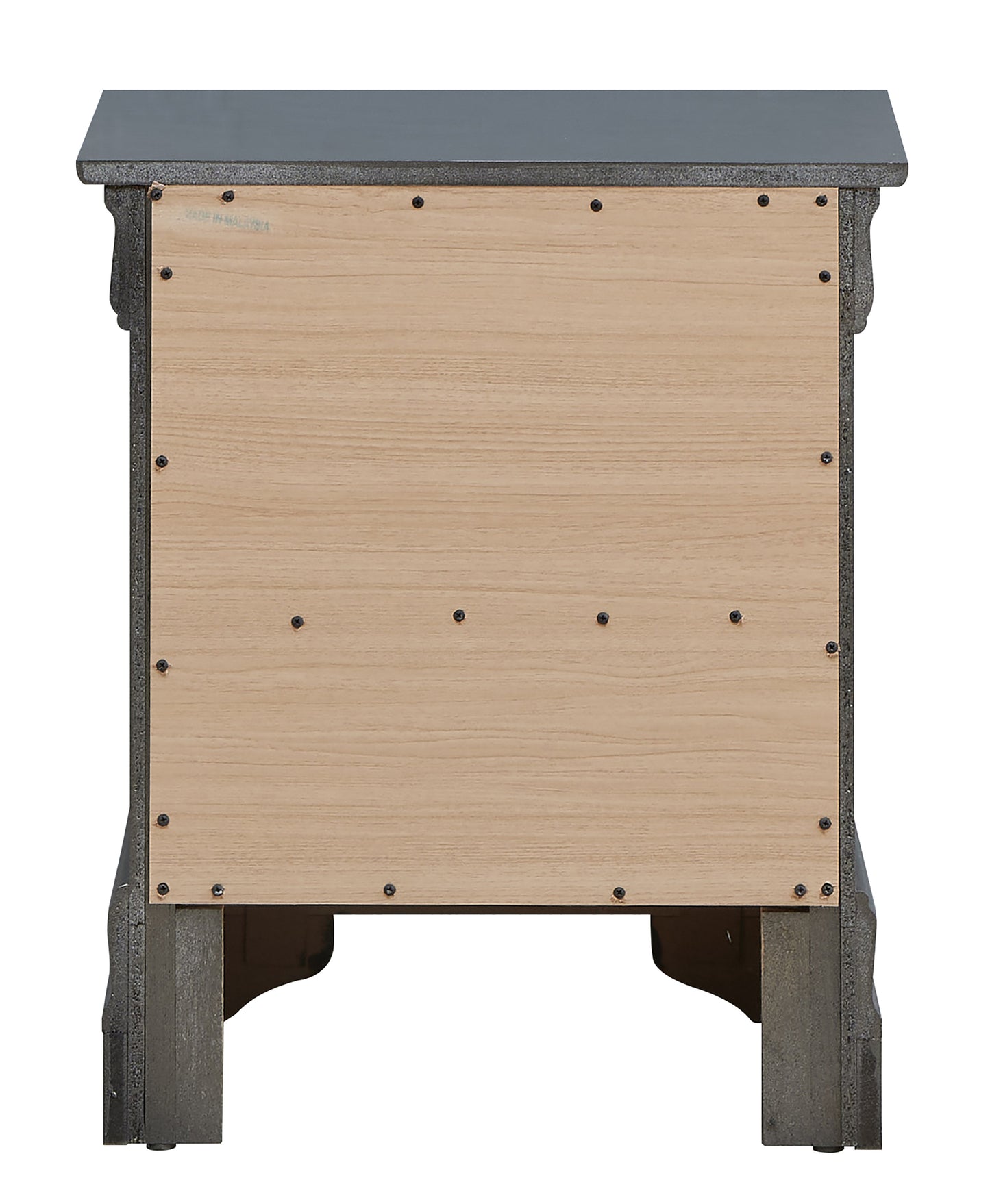 Sleek Metallic Black Nightstand With Drawers