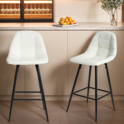 Counter Stools,Set of 2 Bar Stools with Back and Footrest, Modern Metal Counter Height Barstools for Kitchen Home Bar,25.5" Armless Barstool Chairs