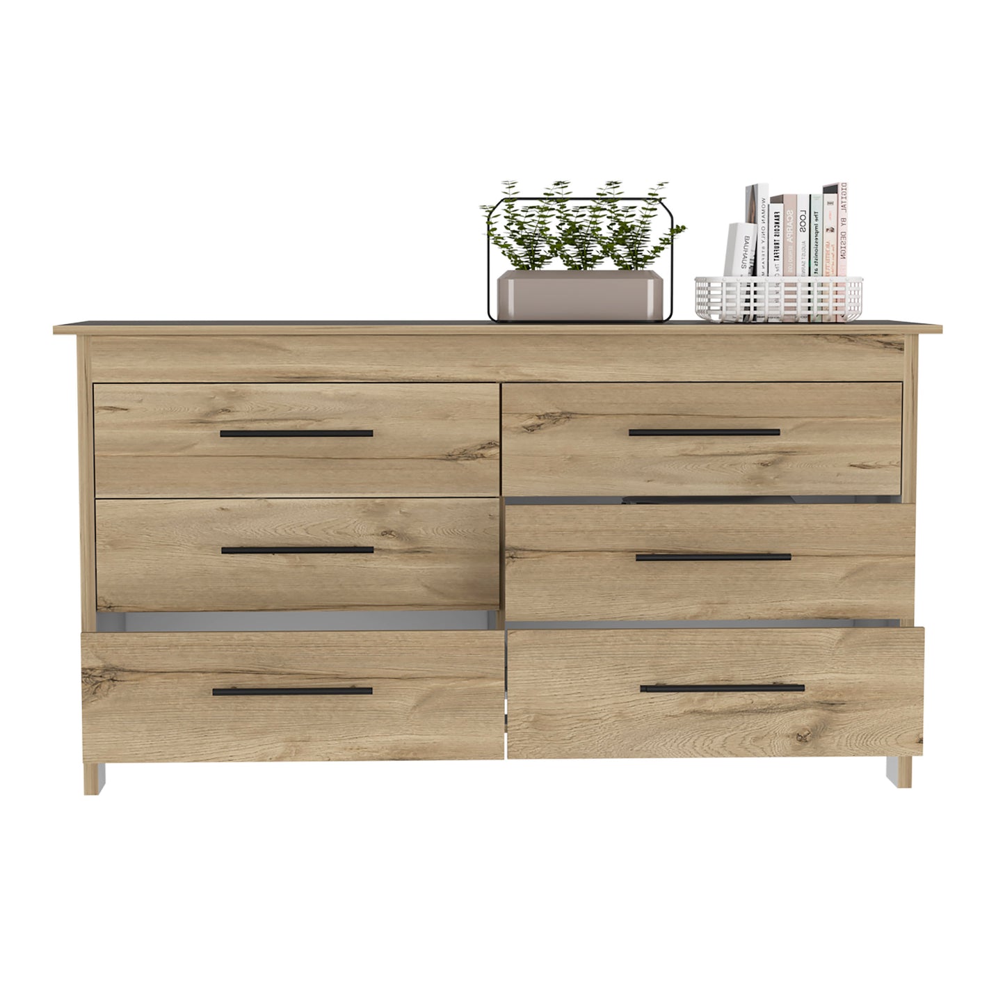 6 Drawer Double Dresser Wezz, Bedroom, Light Oak / White