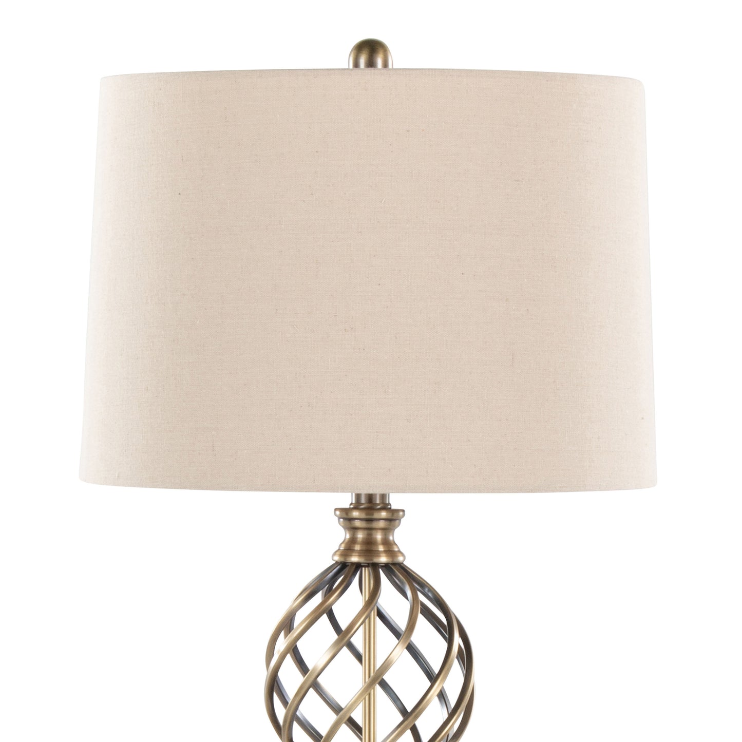 Linx Twist 29" Contemporary Metal Table Lamp in Antique Soft Brass and White Linen Shade from Grandview Gallery by LumiSource - Set of 2