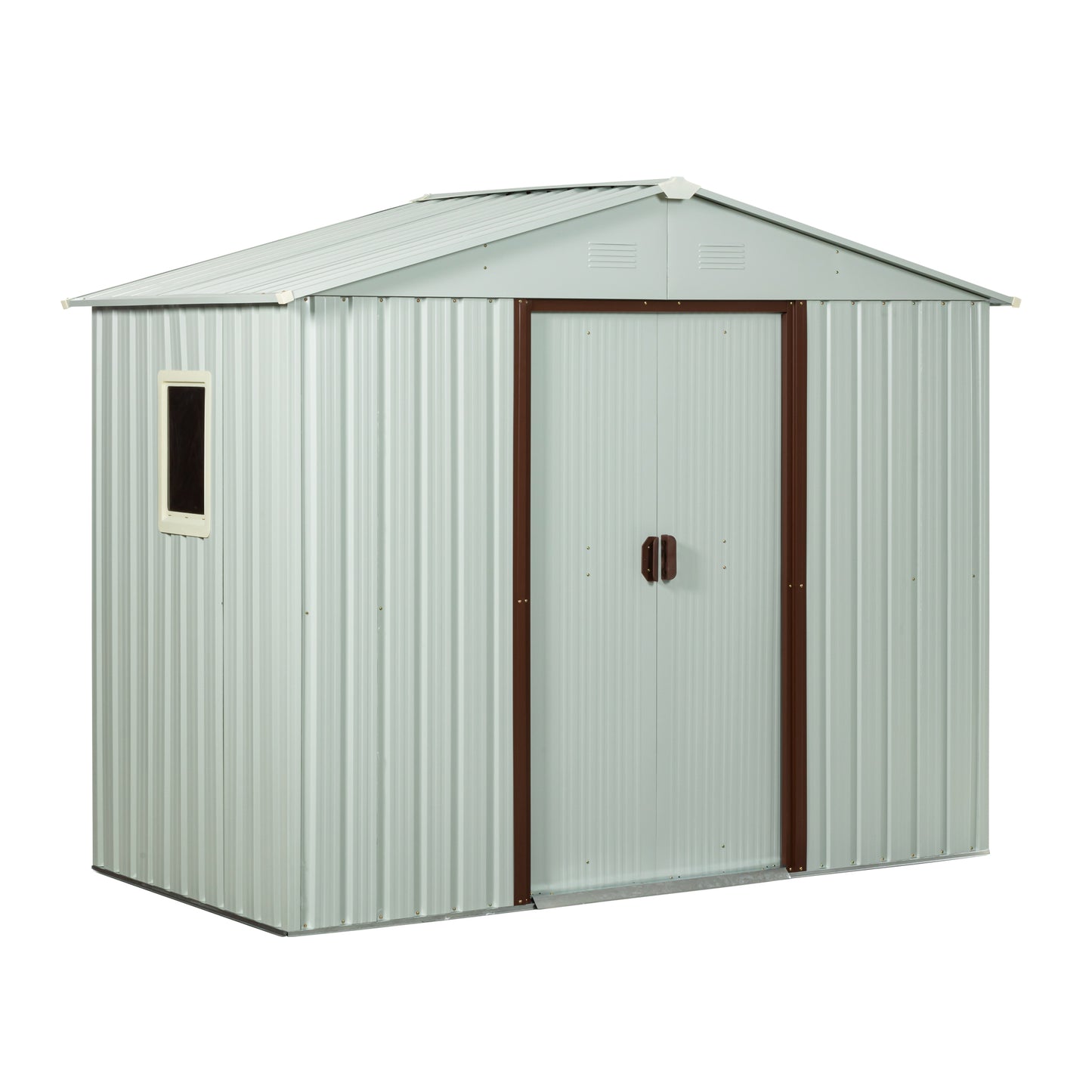 6ft x 5ft Outdoor Metal Storage Shed With window and metal foundation ,White