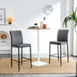 Grey Leather Barstool Dining Counter Height Chair Set of 2