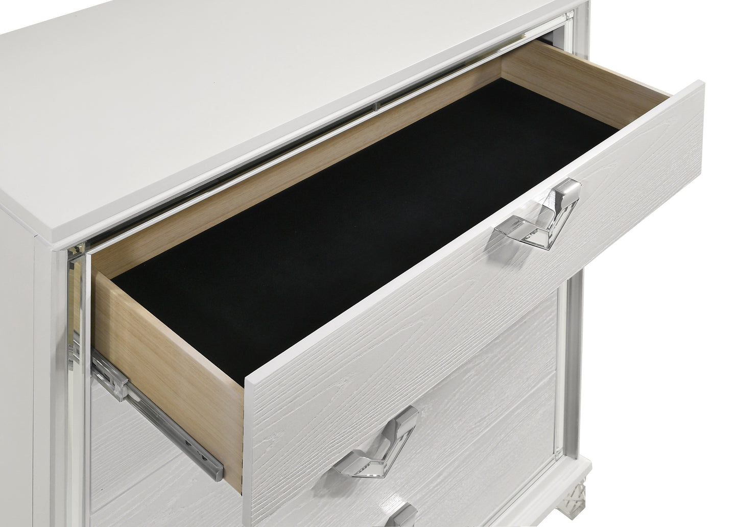 Modern Style 2-Drawer Nightstand with LED Glow & V-Shape Handles in White