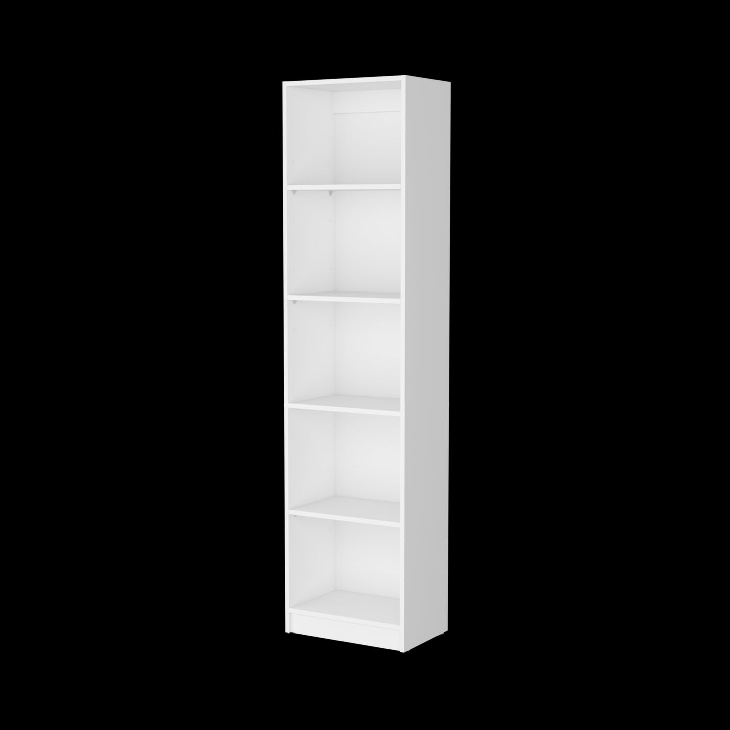 White 5-Shelf Slim Bookcase