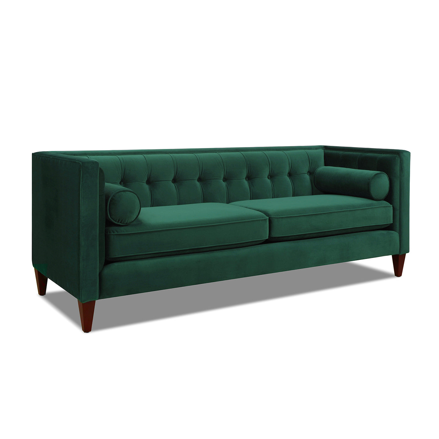 Jack 84" Modern Tuxedo Tufted Sofa, Evergreen Velvet