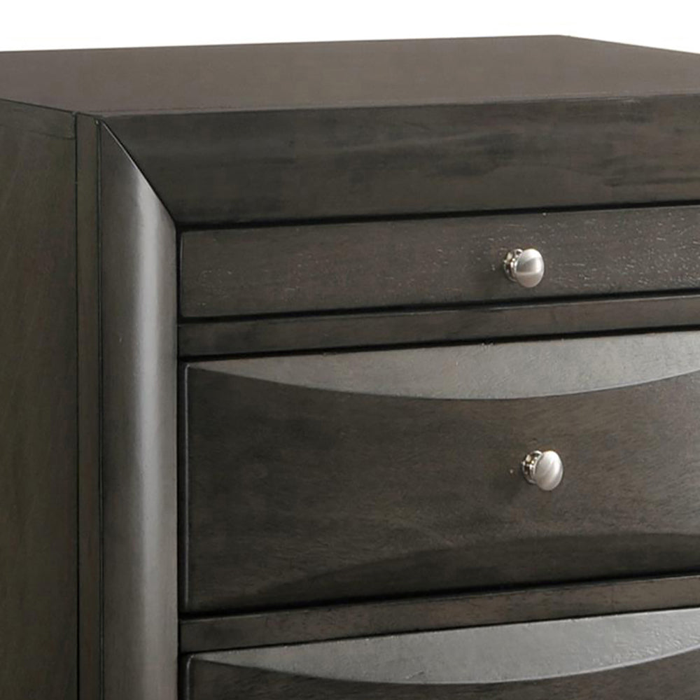 Grey Oak Nightstand with 2 Drawers