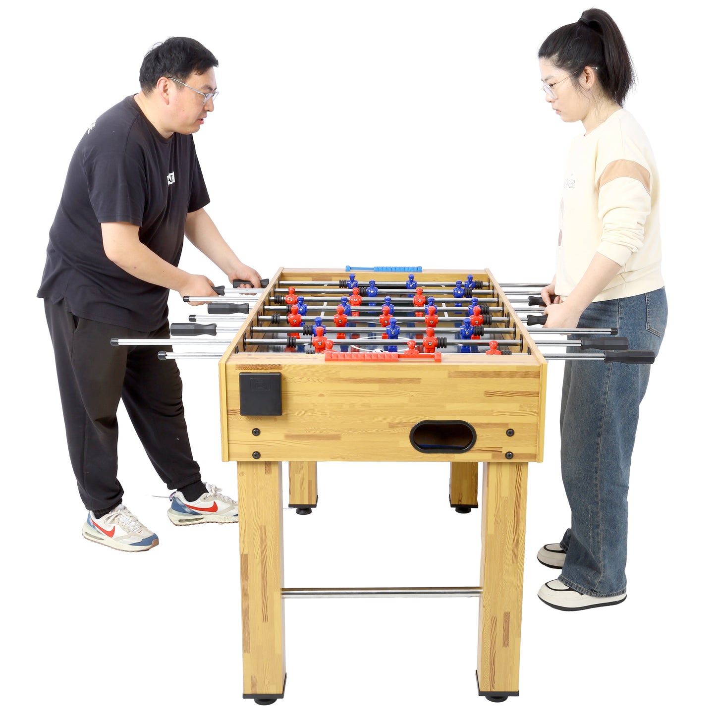 54-Inch Hurricane Foosball Table for Family Game Rooms with Light Cherry Finish, Analog Scoring and Free Accessories