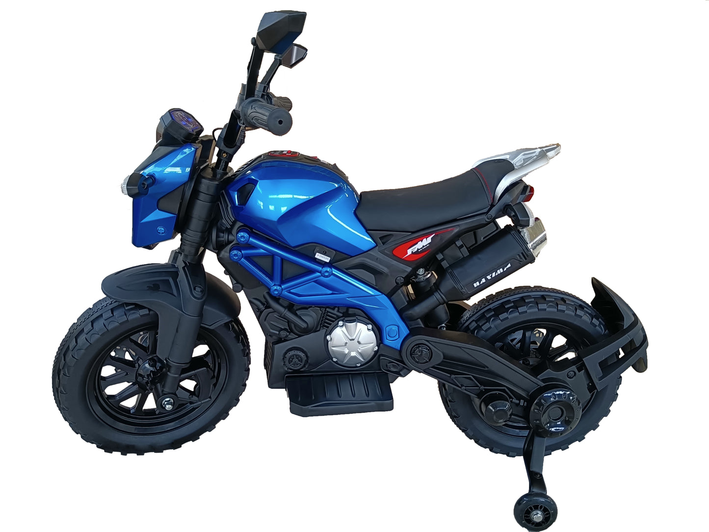 Electric Motorcycle for Kids, kids ride on motorcycle,  12V Electric Dirt Bike with Training Wheels, Hand Racing Foot Brake,PU seat, Ride on Motorcycle for 3~6 years Boys Girls gift