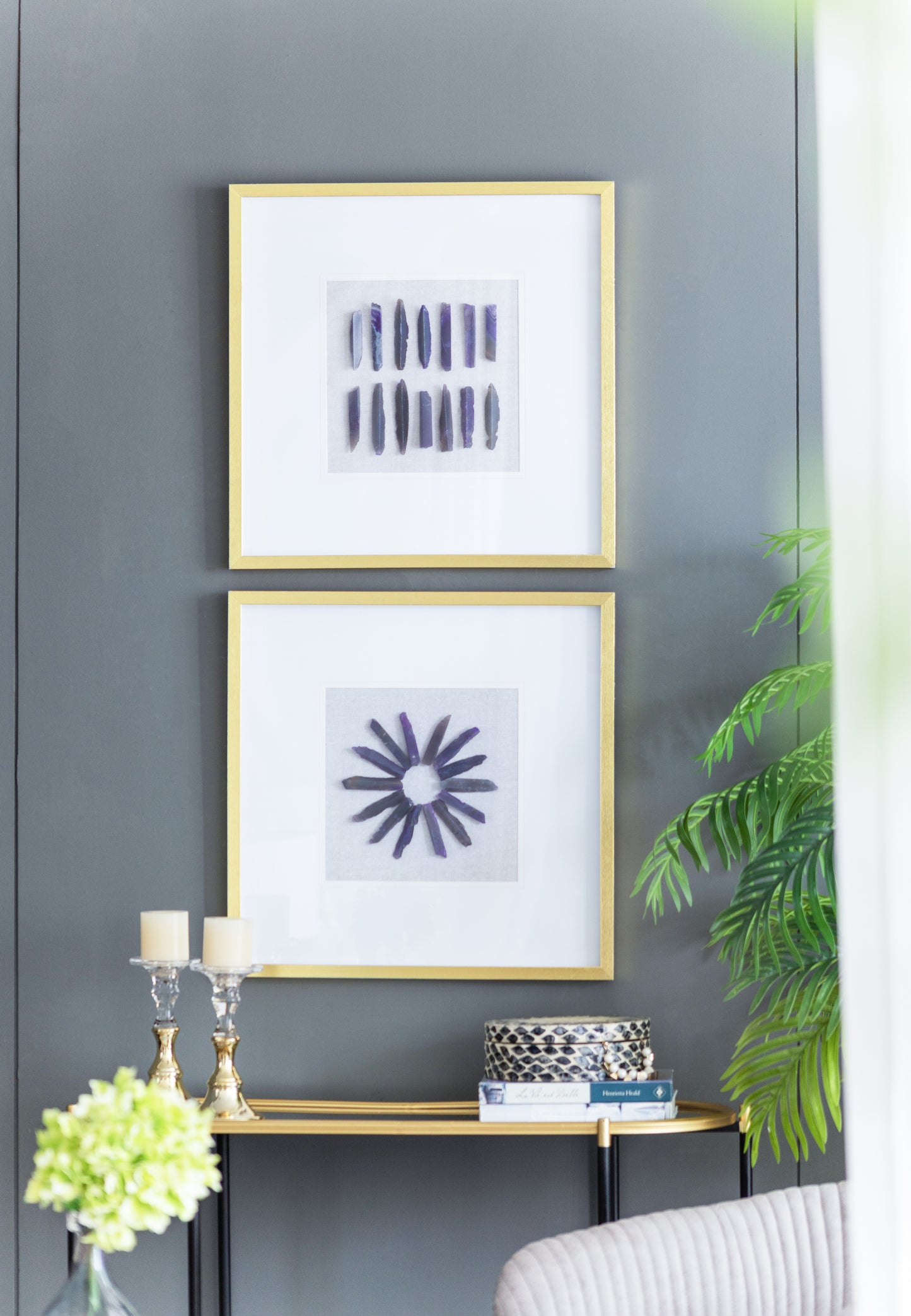 23.5‘ x 23.5' Grace Purple Agate Shadow Boxes Wall Art, Set of 2