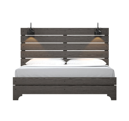 Junipe Brown King Bed With Lights