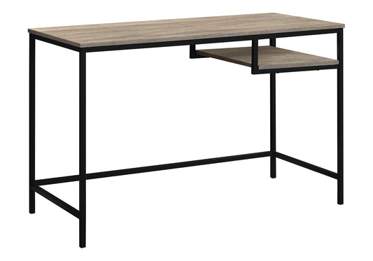 Computer Desk, Home Office, Laptop, 48"l, Work, Brown Laminate, Black Metal, Contemporary, Modern