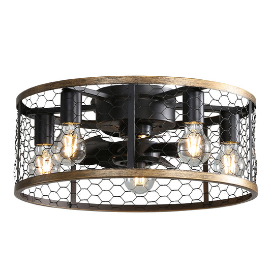 20 Inch Indoor Caged Ceiling Fan with Light Remote Control LED Bulb Ceiling Fan