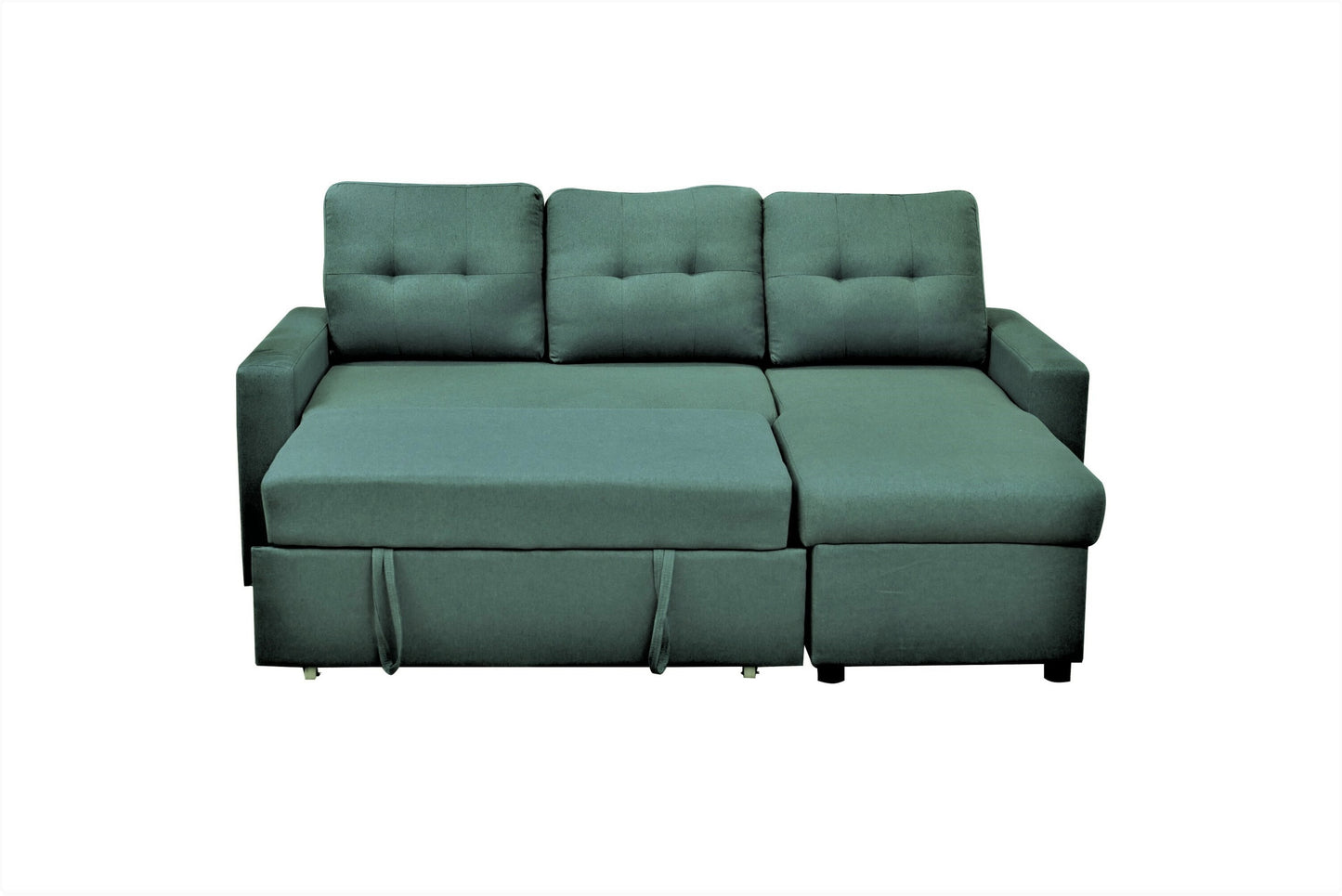 Container Furniture Direct Convertible L-Shaped Sectional Sleeper Sofa Bed, Stylish Apartment Furniture, Saving Pull Out Couch for Small Spaces and Living Rooms, Bluenish Green