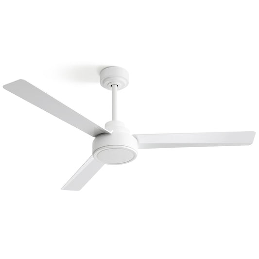 52" Ceiling Fan Without Light, 3 ABS Blades Farmhouse Ceiling Fan with Remote Control 6-speed Reversible DC Motor White for Living Room, Bedroom, Kitchen