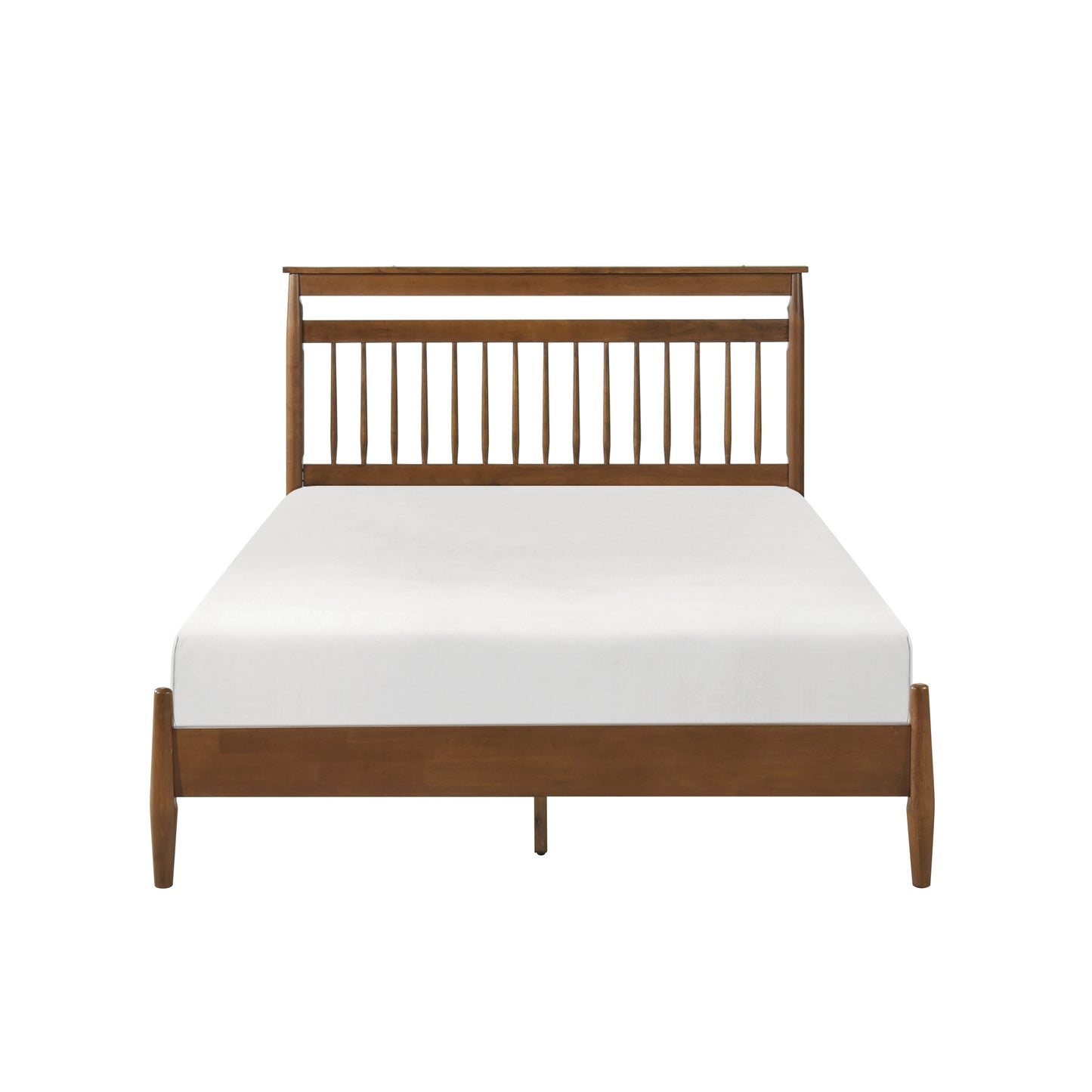 Transitional Design Eastern King Platform Bed Chestnut Finish Wood Frame Bedroom Furniture 1pc Bed in a Box