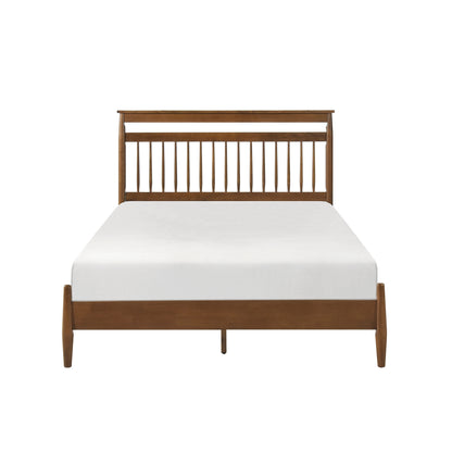 Transitional Design Eastern King Platform Bed Chestnut Finish Wood Frame Bedroom Furniture 1pc Bed in a Box