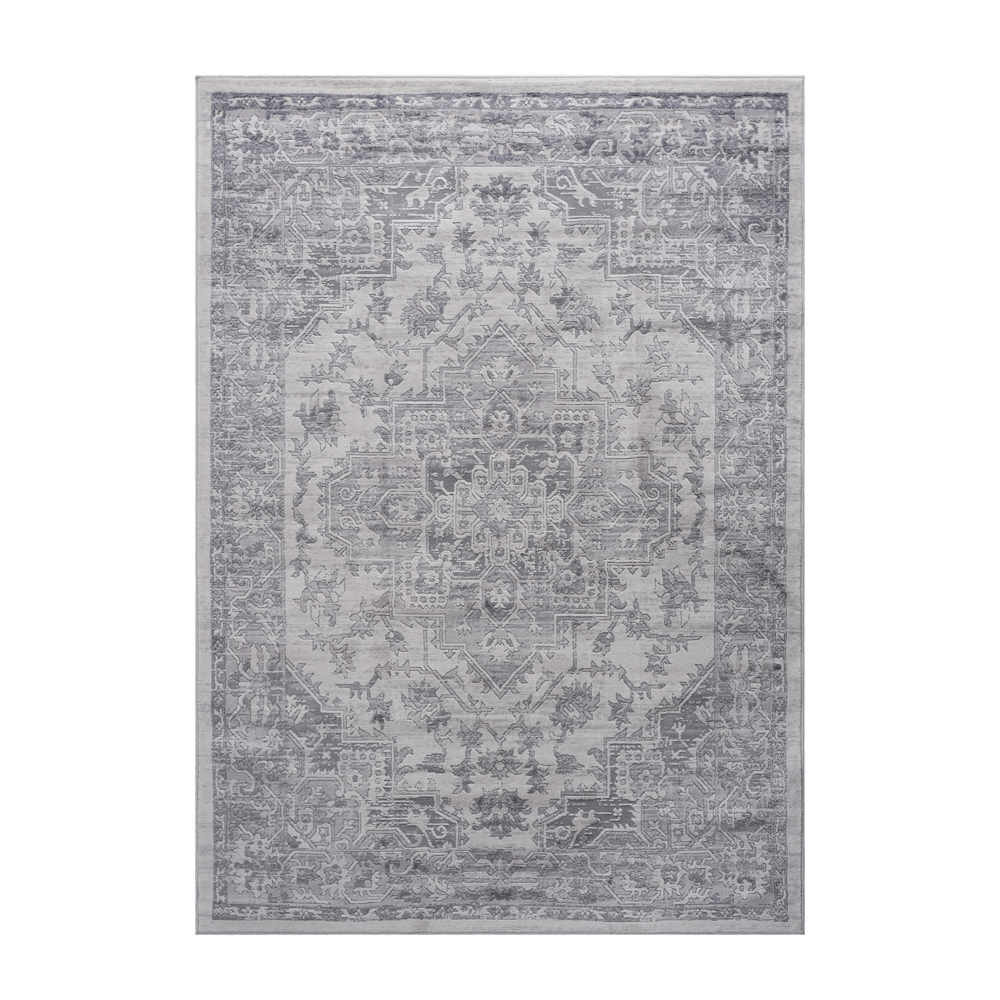 5X7 Silver/Oriental Non-Shedding Living Room Bedroom Dining Home Office Stylish and Stain Resistant Area Rug