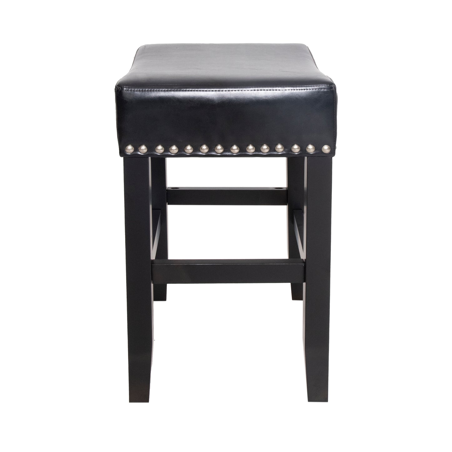 26" Backless Leather Counter Stools, 2-Pcs Set, Black