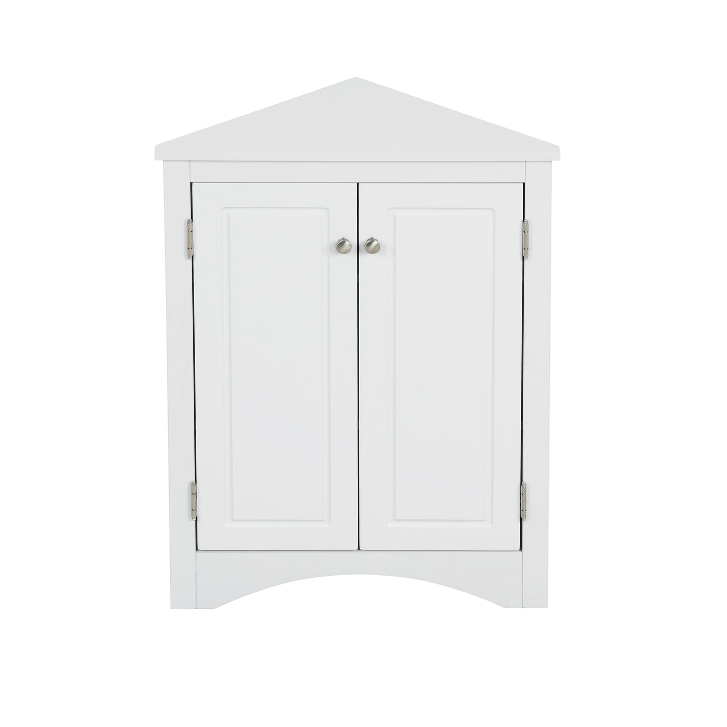 White Triangle Bathroom Storage Cabinet with Adjustable Shelves, Freestanding Floor Cabinet for Home Kitchen