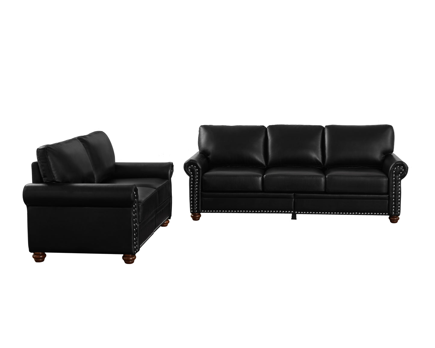 Living Room Sofa with Storage Sofa 2+3 Sectional Black Faux Leather