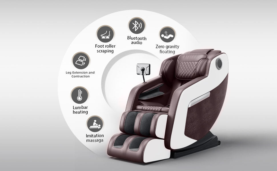 Open Massage Chair,Full Body Zero Gravity Recliner with Bluetooth, Hip Heating, Foot Massage and Air Massage System for Home Office, for mom/dad (Brown)