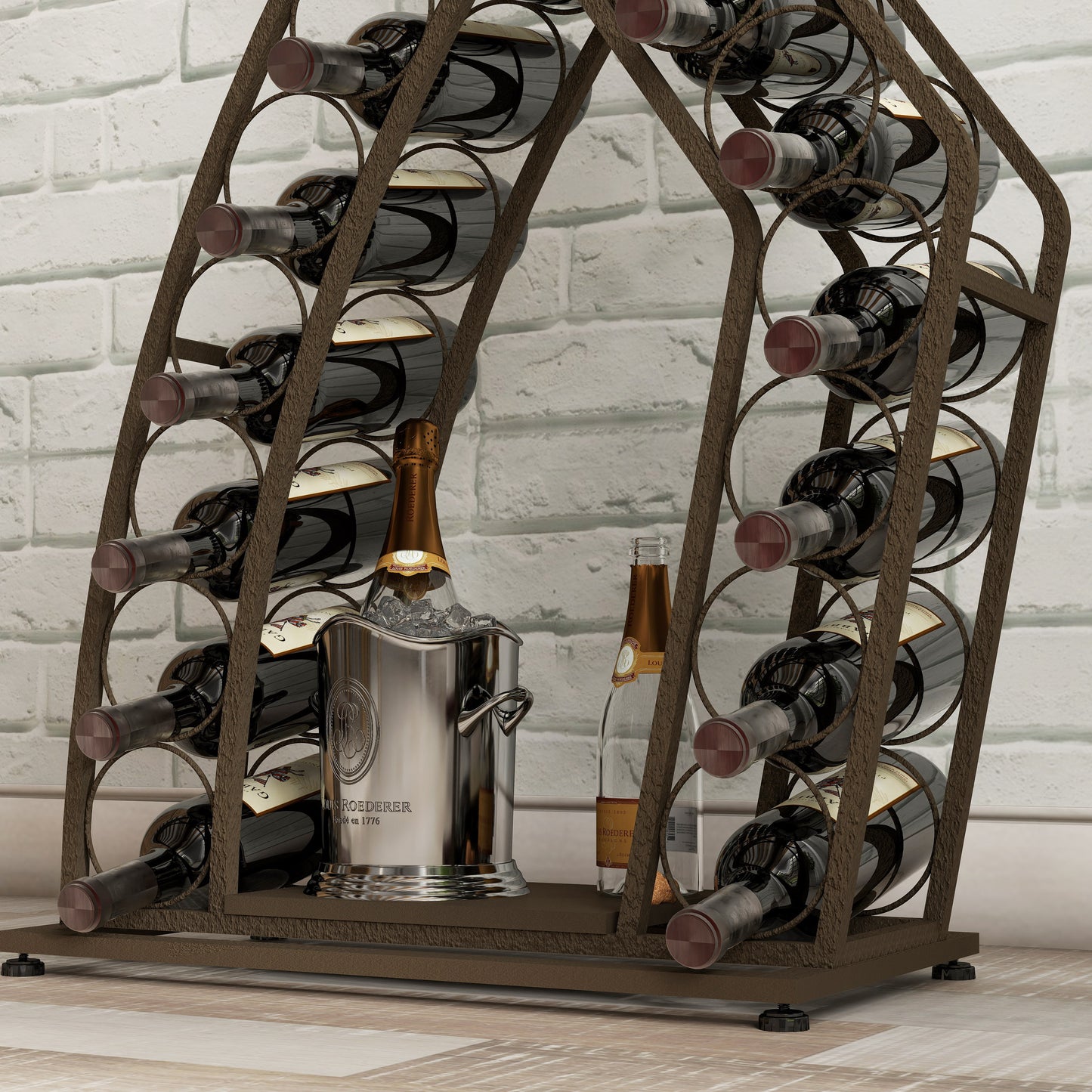 Unique Design Wine Bakers Rack, Freestanding Wine Rack with Storage Bottle, Wine Storage Home Bar for Liquor and Wine, Organizer for Kitchen, Dining Room