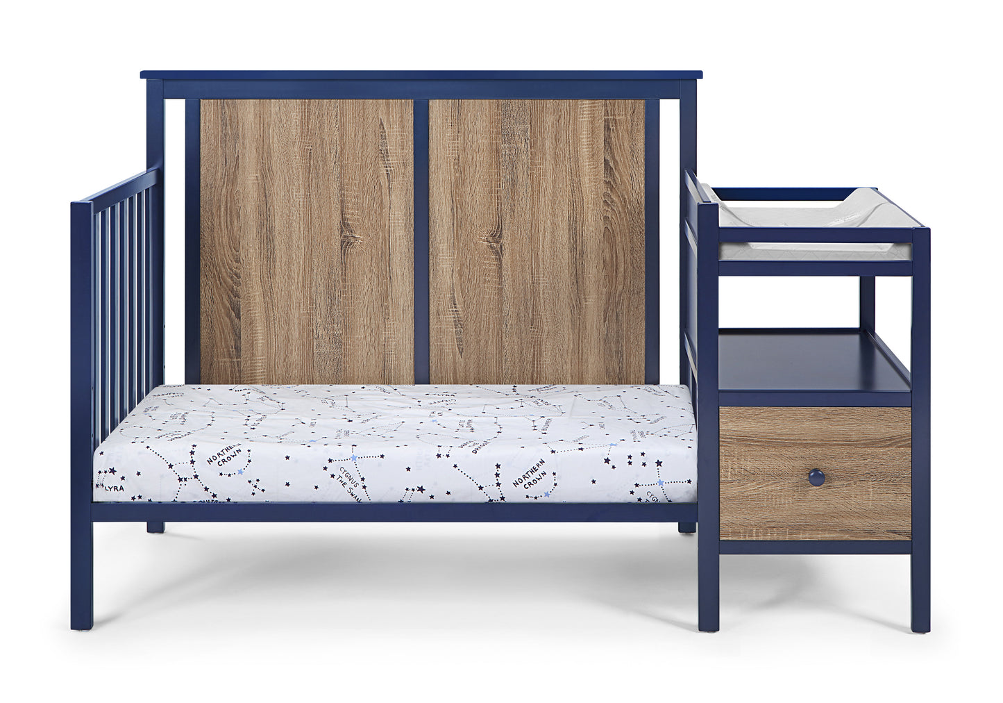 Connelly 4-in-1 Crib and Changer Combo Midnight Blue/Vintage Walnut