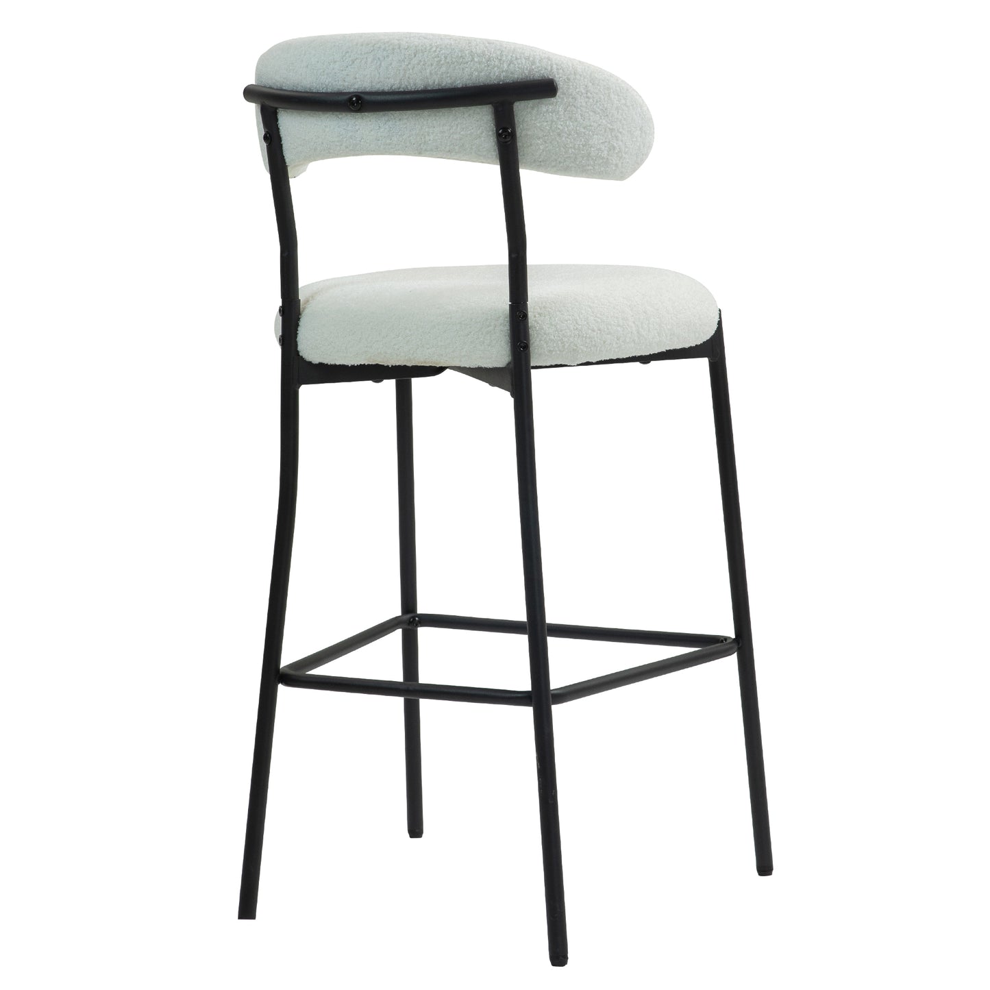 26'' Counter height bar stools Teddy fabric cover kitchen island counter bar stool with black powder coating base and footrest(Snow)