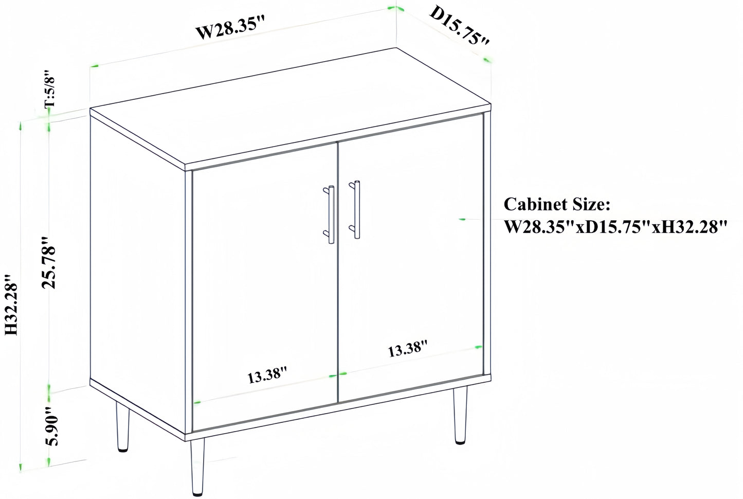 DFW Storage Cabinet with Doors and Shelves - Kitchen Free Standing Buffet Cabinet with Storage, Sideboard Cabinet with Adjustable Shelves, Wood Accent Cabinet for Living Room Bathroom Entryway Office