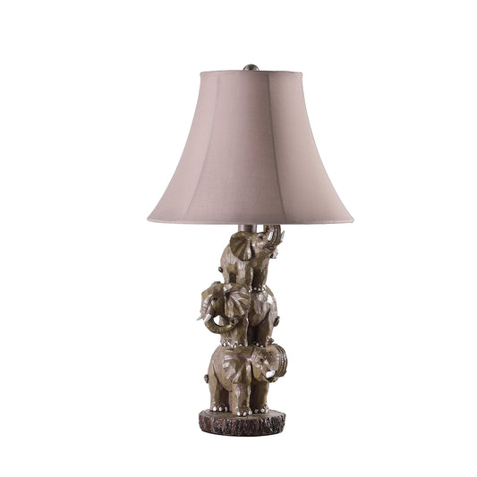 21" In Wildlife 3 Stacked Elephants Polyresin Table Lamp